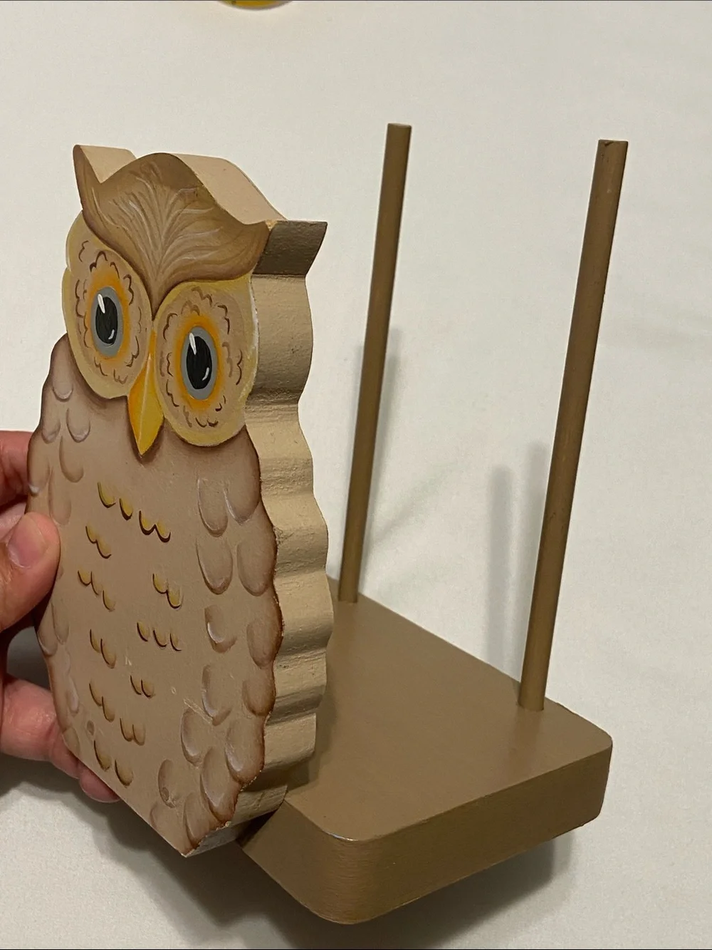 Vintage Decorative Owl napkin holder- Tan and Yellow Accent